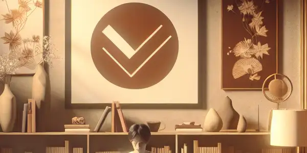 A serene living room scene with a person exploring ethical adult content on a laptop, surrounded by tasteful decor.