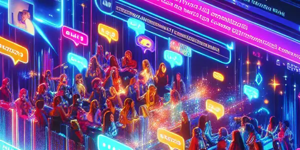 A vibrant digital forum scene depicting animated discussions on Korean and Japanese adult films with diverse user avatars.